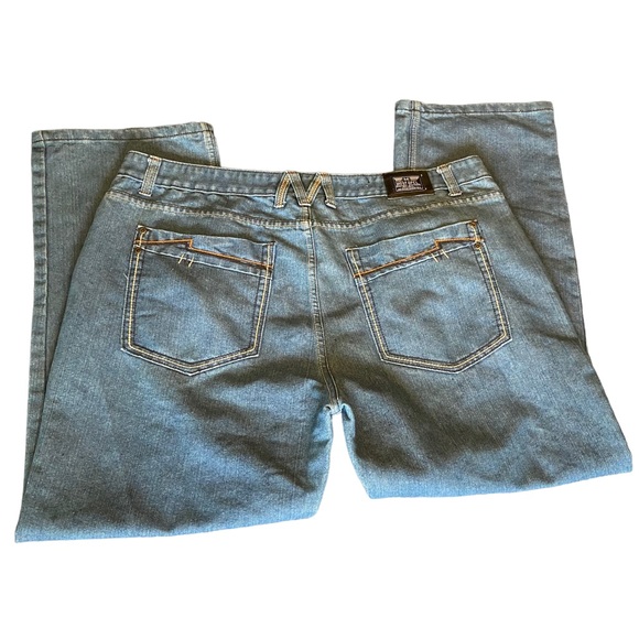 Light Wash Mens Jeans 44X32 Casual Neutral Most OFCL Athleisure Straight Loose - Picture 5 of 7